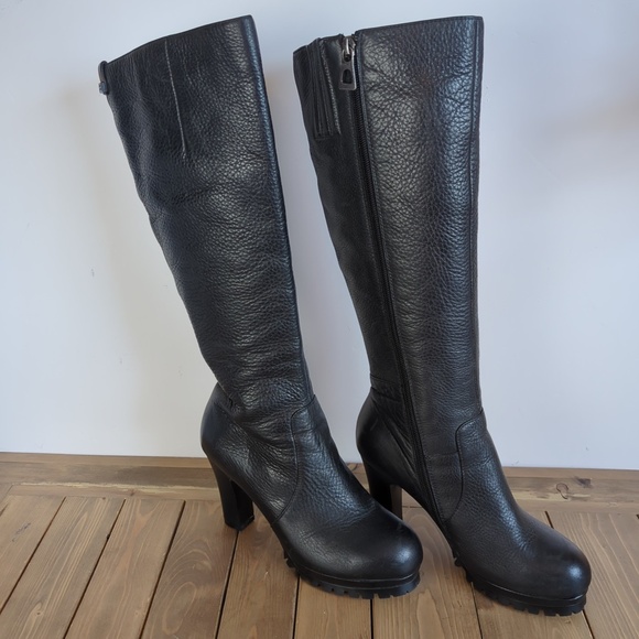RUDSAK Textured Black Leather Heeled Boots - Picture 4 of 12